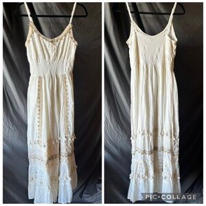 ME 2 MAGIC | White Cotton Maxi Dress Sleeveless Boho wedding cottagecore | Small